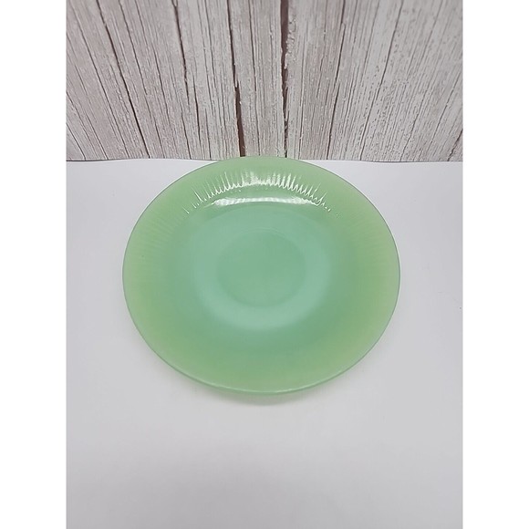 Fire King Jadite Jane Ray Saucer Green Oven Glass Vintage Anchor Hocking Ribbed - Picture 11 of 12